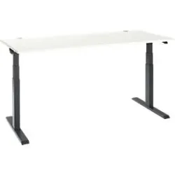 Schäfer Shop Select Schreibtisch ERGO-T 2.0, elektrisch höhenverstellbar, Rechteck, T-Fuss, B 1800 x T 800 x H 640-1300 mm, weiss/anthrazit