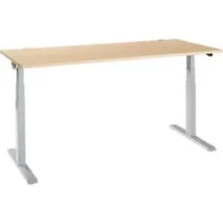 Schäfer Shop Select Schreibtisch ERGO-T 2.0, elektrisch höhenverstellbar, Rechteck, T-Fuss, B 1800 x T 800 x H 640-1300 mm, Ahorn/weissalu