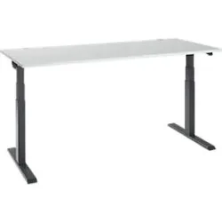 Schäfer Shop Select Schreibtisch ERGO-T 2.0, elektrisch höhenverstellbar, Rechteck, T-Fuss, B 1800 x T 800 x H 640-1300 mm, lichtgrau/anthrazit