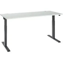 Schäfer Shop Select Schreibtisch ERGO-T 2.0, elektrisch höhenverstellbar, Rechteck, T-Fuss, B 1800 x T 800 x H 715-1205 mm, lichtgrau/anthrazit