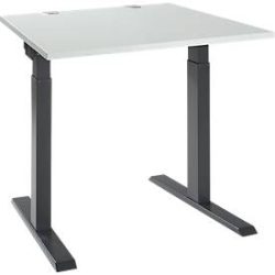 Schäfer Shop Select Schreibtisch ERGO-T 2.0, Quadrat, T-Fuss, B 800 x T 800 x H 675-895 mm, lichtgrau/anthrazit