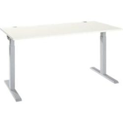 Schäfer Shop Select Schreibtisch ERGO-T 2.0, Rechteck, T-Fuss, B 1600 x T 800 x H 675-895 mm, weiss/weissalu