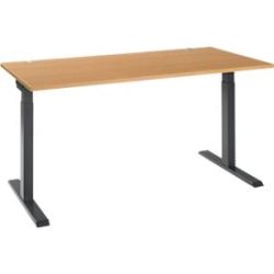 Schäfer Shop Select Schreibtisch ERGO-T 2.0, Rechteck, T-Fuss, B 1600 x T 800 x H 675-895 mm, Buche/anthrazit