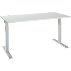 Schäfer Shop Select Schreibtisch ERGO-T 2.0, Rechteck, T-Fuss, B 1600 x T 800 x H 675-895 mm, lichtgrau/weissalu