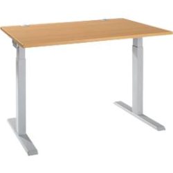 Schäfer Shop Select Schreibtisch ERGO-T 2.0, Rechteck, T-Fuss, B 1200 x T 800 x H 675-895 mm, Buche/weissalu
