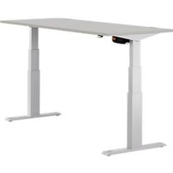 Schäfer Shop Select Schreibtisch ERGO-T, elektrisch höhenverstellbar, Rechteck, T-Fuss, B 1600 x T 800 x H 640-1300 mm, lichtgrau/weissaluminium