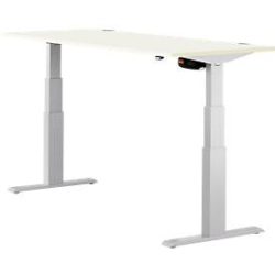 Schäfer Shop Select Schreibtisch ERGO-T, elektrisch höhenverstellbar, Rechteck, T-Fuss, B 1600 x T 800 x H 640-1300 mm, weiss/weissaluminium
