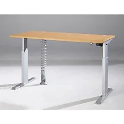 Schäfer Shop Select Schreibtisch ERGO-T, elektrisch höhenverstellbar, Rechteck, T-Fuss, B 1600 x T 800 x H 725-1185 mm, Buche/weissaluminium