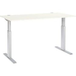 Schäfer Shop Select Schreibtisch ERGO-T, elektrisch höhenverstellbar, Rechteck, T-Fuss, B 1600 x T 800 x H 725-1185 mm, weiss/weissaluminium