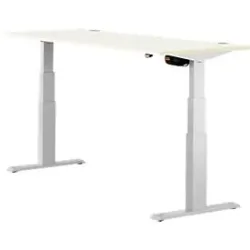 Schäfer Shop Select Schreibtisch ERGO-T, elektrisch höhenverstellbar, Rechteck, T-Fuss, B 1800 x T 800 x H 640-1300 mm, weiss/weissaluminium