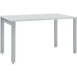 Schäfer Shop Select Schreibtisch LOGIN, 4-Fuss, B 1200 x T 800 x H 740 mm, lichtgrau/weissalu