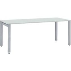 Schäfer Shop Select Schreibtisch LOGIN, 4-Fuss, B 1600 x T 800 x H 740 mm, lichtgrau/weissalu