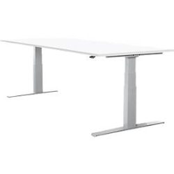 Schäfer Shop Select Schreibtisch LOGIN, elektrisch höhenverstellbar, Rechteck, T-Fuss, B 1800 x T 800 x H 645-1290 mm, weiss/weissaluminium