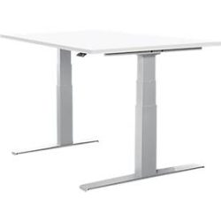 Schäfer Shop Select Schreibtisch LOGIN, elektrisch höhenverstellbar, Rechteck, T-Fuss, B 1200 x T 800 x H 645-1290 mm, weiss/weissaluminium