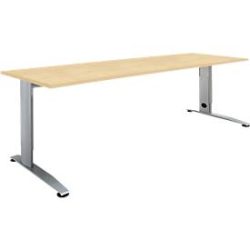 Schäfer Shop Select Schreibtisch LOGIN, manuell  höheneinstellbar, C-Fuss, B 1600 x T 800 x H 660-820 mm, Ahorn/weissalu