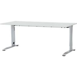 Schäfer Shop Select Schreibtisch LOGIN, manuell höheneinstellbar, C-Fuss, B 1800 x T 800 x H 660-820 mm, lichtgrau/weissalu