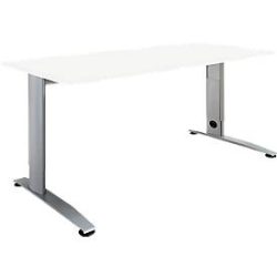 Schäfer Shop Select Schreibtisch LOGIN, manuell höheneinstellbar, C-Fuss, B 1200 x T 800 x H 660-820 mm, weiss/weissalu