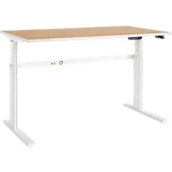 Schäfer Shop Select Schreibtisch Moxxo IQ, elektrisch höhenverstellbar, Rechteck, C-Fuss, B 1600 x T 800 x H 725-1185 mm, Buche/weiss