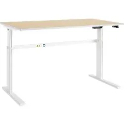 Schäfer Shop Select Schreibtisch Moxxo IQ, elektrisch höhenverstellbar, Rechteck, C-Fuss, B 1800 x T 800 x H 725-1185 mm, Ahorn/weiss
