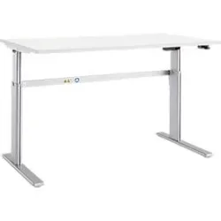 Schäfer Shop Select Schreibtisch Moxxo IQ, elektrisch höhenverstellbar, Rechteck, C-Fuss, B 1800 x T 800 x H 725-1185 mm, weiss/weissaluminium