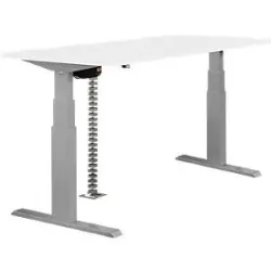 Schäfer Shop Select Schreibtisch NEVADA, elektrisch höhenverstellbar, Rechteck, T-Fuss, B 1600 x T 800 x H 640-1300 mm, weiss/weissaluminium RAL 9006