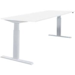 Schäfer Shop Select Schreibtisch NEVADA, elektrisch höhenverstellbar, Rechteck, T-Fuss, B 1800 x T 800 x H 715-1185 mm, weiss/alusilber