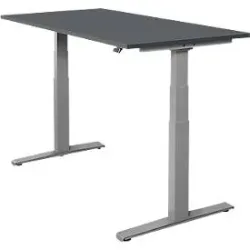 Schäfer Shop Select Schreibtisch SET UP, elektrisch höhenverstellbar, Rechteck, T-Fuss, B 1600 x T 800 x H 645-1290 mm, graphit/weissaluminium