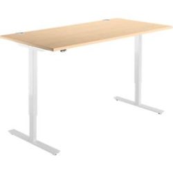 Schäfer Shop Select Schreibtisch START UP, elektrisch höhenverstellbar, Rechteck, T-Fuss, B 1600 x T 800 x H 705-1205 mm, Ahorn/weiss