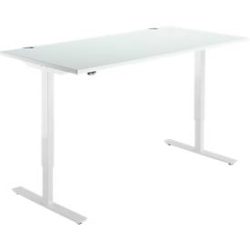 Schäfer Shop Select Schreibtisch START UP, elektrisch höhenverstellbar, Rechteck, T-Fuss, B 1600 x T 800 x H 705-1205 mm, lichtgrau/weiss