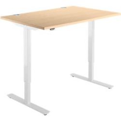 Schäfer Shop Select Schreibtisch START UP, elektrisch höhenverstellbar, Rechteck, T-Fuss, B 1200 x T 800 x H 705-1205 mm, Ahorn/weiss