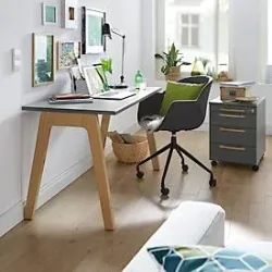 Schäfer Shop Select Schreibtisch Start Off Wood, Rechteck, A-Fuss, B 1300 x T 650 x H 735 mm, graphit/Holzoptik