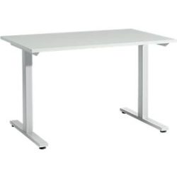Schäfer Shop Select Schreibtisch Start Off, T-Fuss, Rechteck, Stahl/Holz, B 1200 x T 800 x H 735 mm, lichtgrau