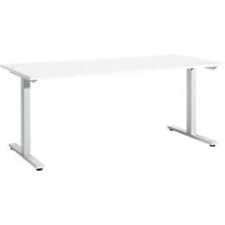Schäfer Shop Select Schreibtisch Start Off, T-Fuss, Rechteck, Stahl/Holz, B 1800 x T 800 x H 735 mm, weiss