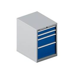 Schäfer Shop Select  Schubladenschrank 27-36, 4 Schübe, bis 75 kg, B 564 x T 725 x H 800 mm, enzianblau/weissaluminium