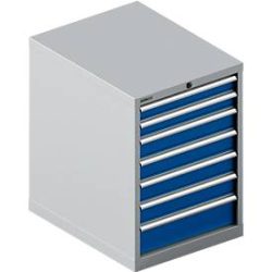 Schäfer Shop Select  Schubladenschrank 27-36, 7 Schübe, bis 75 kg, B 564 x T 725 x H 800 mm, enzianblau/weissaluminium