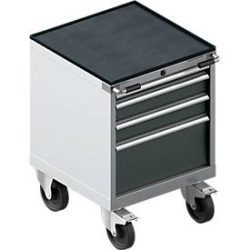 Schäfer Shop Select Schubladenschrank mit Rollen WSK 18-27, 4 Schübe, bis 75 kg, B 411 x T 572 x H 770 mm, anthrazitgrau/weissaluminium