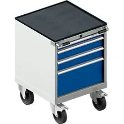 Schäfer Shop Select Schubladenschrank mit Rollen WSK 18-27, 4 Schübe, bis 75 kg, B 411 x T 572 x H 770 mm, enzianblau/lichtgrau