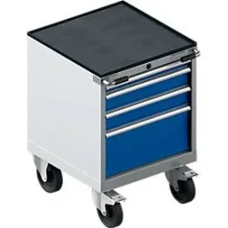 Schäfer Shop Select Schubladenschrank mit Rollen WSK 18-27, 4 Schübe, bis 75 kg, B 411 x T 572 x H 770 mm, enzianblau/weissaluminium