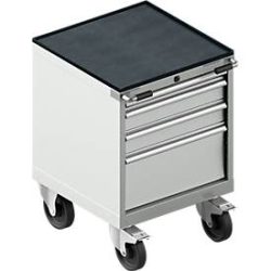 Schäfer Shop Select Schubladenschrank mit Rollen WSK 18-27, 4 Schübe, bis 75 kg, B 411 x T 572 x H 770 mm, lichtgrau/lichtgrau