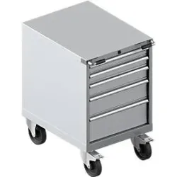 Schäfer Shop Select Schubladenschrank mit Rollen WSK 27-36, 5 Schübe, bis 200 kg, B 564 x T 725 x H 920 mm, weissaluminium/weissaluminium