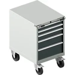 Schäfer Shop Select Schubladenschrank mit Rollen WSK 27-36, 5 Schübe, bis 75 kg, B 564 x T 725 x H 920 mm, lichtgrau/anthrazitgrau