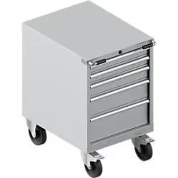Schäfer Shop Select Schubladenschrank mit Rollen WSK 27-36, 5 Schübe, bis 75 kg, B 564 x T 725 x H 920 mm, weissaluminium/weissaluminium