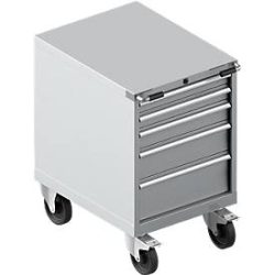 Schäfer Shop Select Schubladenschrank mit Rollen WSK 36-27, 5 Schübe, bis 200 kg, B 717 x T 572 x H 920 mm, weissaluminium/rubinrot