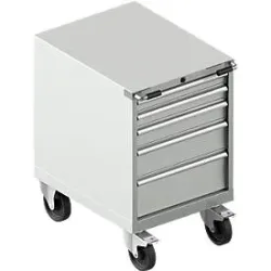 Schäfer Shop Select Schubladenschrank mit Rollen WSK 36-27, 5 Schübe, bis 200 kg, B 717 x T 572 x H 920 mm, lichtgrau/lichtblau
