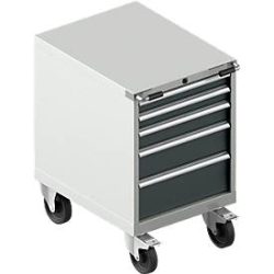 Schäfer Shop Select Schubladenschrank mit Rollen WSK 36-27, 5 Schübe, bis 75 kg, B 717 x T 572 x H 920 mm, lichtgrau/rubinrot