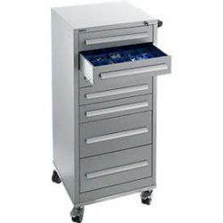 Schäfer Shop Select Schubladenschrank SFR 70, 7 Schübe, mit Rollen, weissaluminium RAL 9006 weissaluminium RAL 9006
