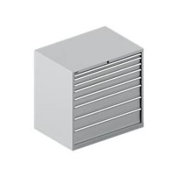 Schäfer Shop Select Schubladenschrank WSK 54-36, Stahl, 8 Schübe, bis 75 kg, B 1023 x T 725 x H 1000 mm, weissaluminium/weissaluminium
