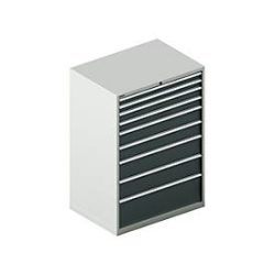 Schäfer Shop Select Schubladenschrank WSK 54-36, Stahl, 9 Schübe, bis 75 kg, B 1023 x T 725 x H 1450 mm, lichtgrau/anthrazitgrau