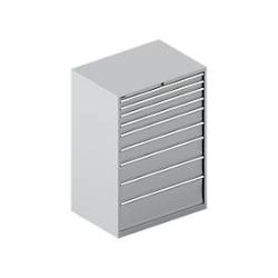 Schäfer Shop Select Schubladenschrank WSK 54-36, Stahl, 9 Schübe, bis 75 kg, B 1023 x T 725 x H 1450 mm, weissaluminium/weissaluminium