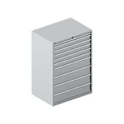 Schäfer Shop Select Schubladenschrank WSK 54-36, Stahl, 10 Schübe, bis 75 kg, B 1023 x T 725 x H 1450 mm, weissaluminium/weissaluminium